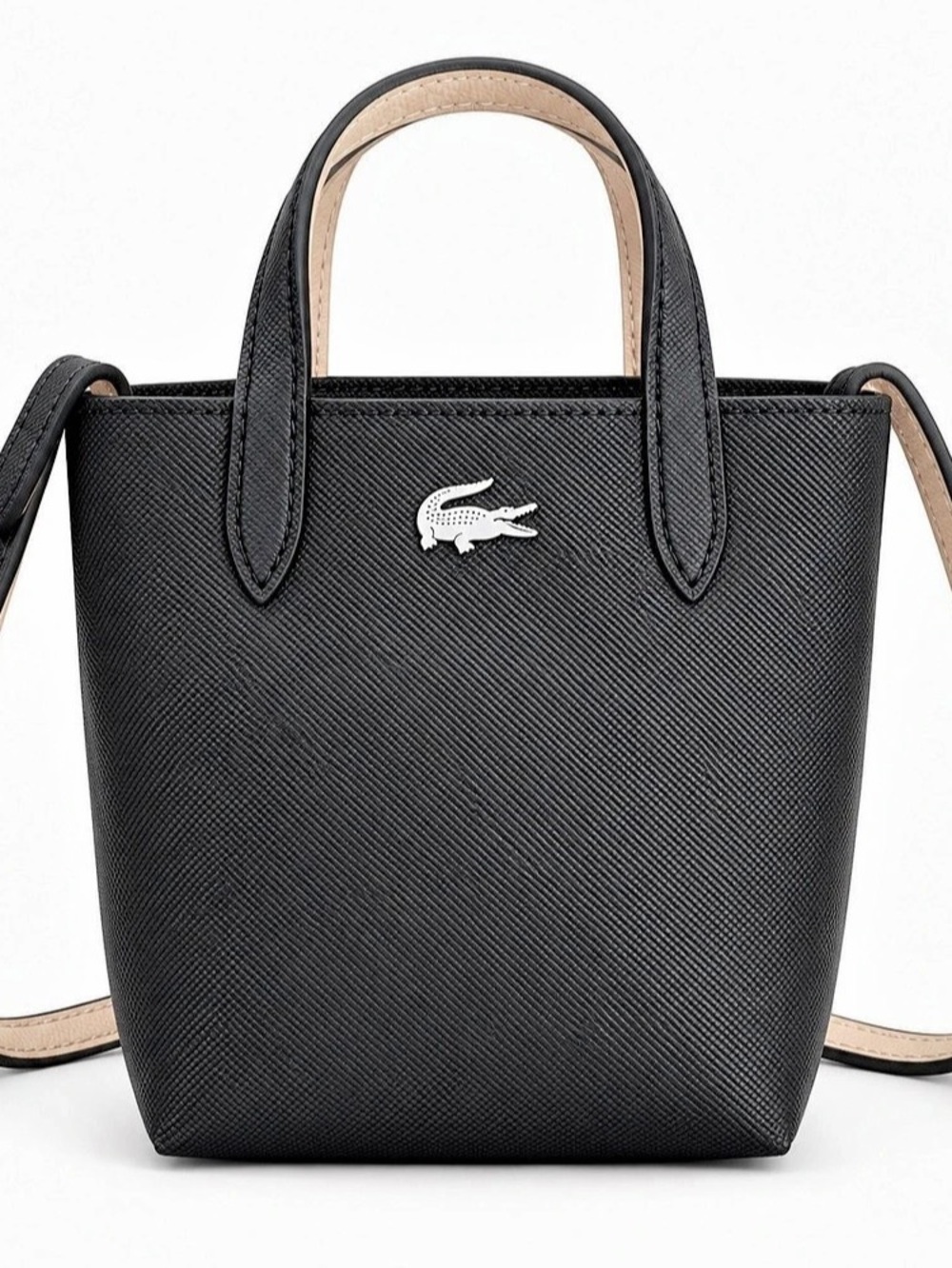 Lacoste Anna Vertical Reversible Small Tote Bag Black Crossbody